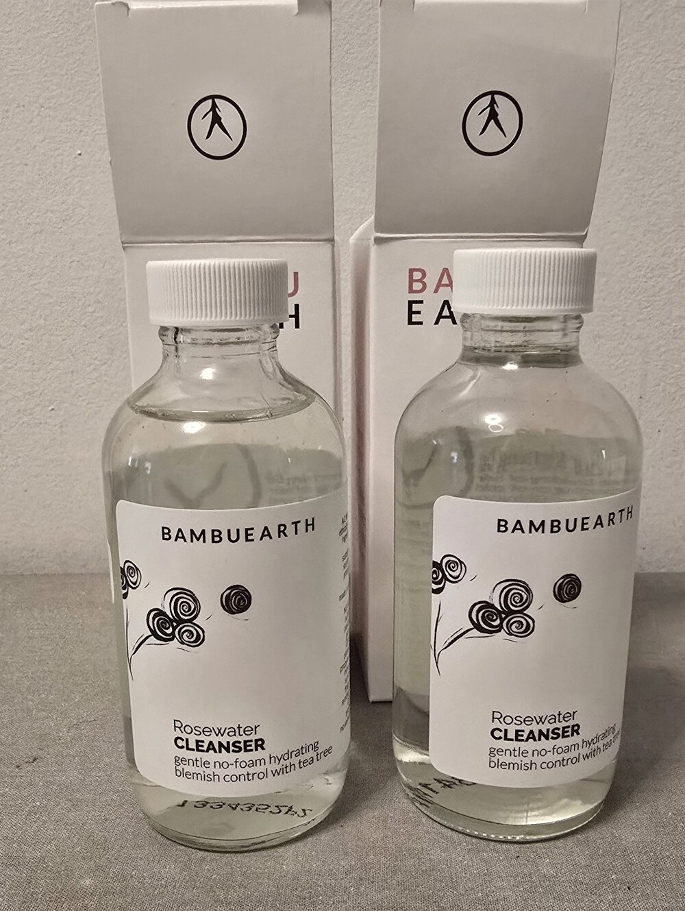 Bambuearth Rosewater Cleanser - Clear Bottle, White Cap